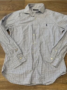 Polo Ralph Lauren Gingham Button Down Shirt Slim Fit Cotton Long Sleeve Men’s M